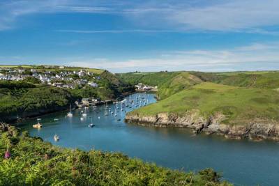 A view from the north side of Solva down the harbour on a sunny evening