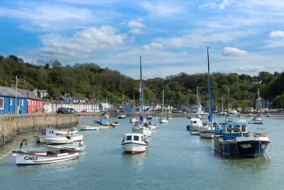 View of the boats on Lower Town Fishguard quay