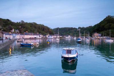 Calm water at twilight at Lower Town Fishguard